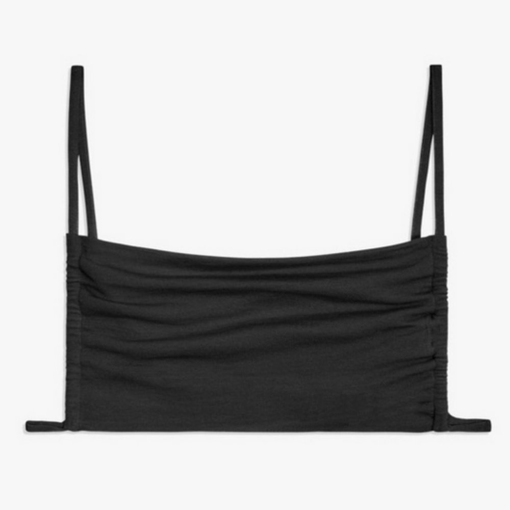Weworewhat BLACK ruched bandeau top - size XL